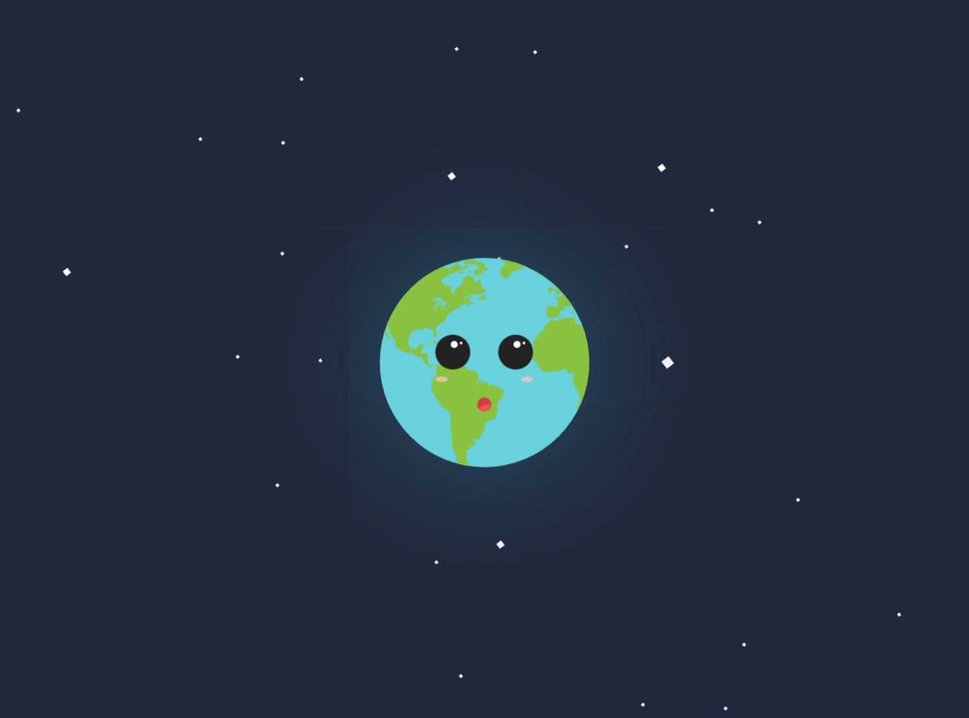 基于css3属性绘制卡通可爱的地球表情,星空和地球