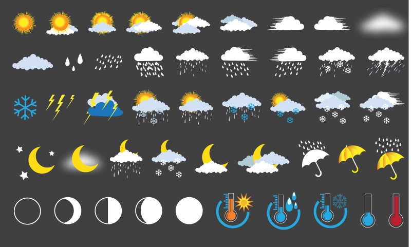实用的天气预报矢量图标大全ai素材下载