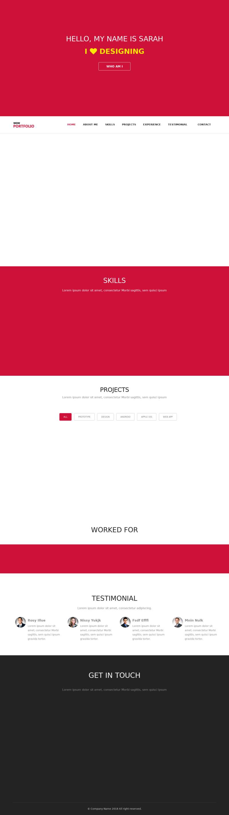 红色多用途HTML5个人博客网页模板
