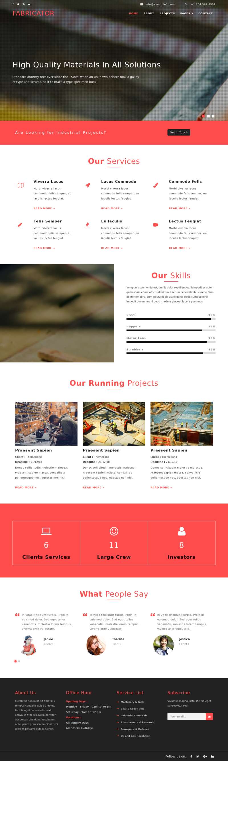 红色设计Bootstrap建设施工企业网站模板