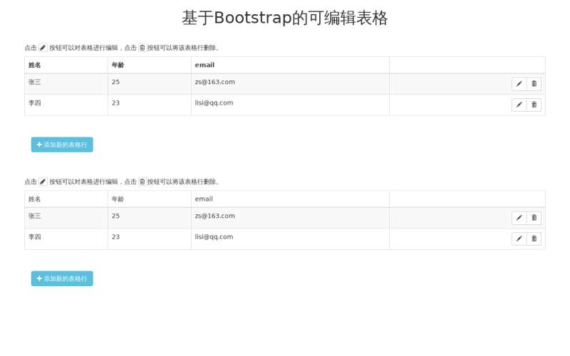 基于bootstrap的可编辑表格-17素材网