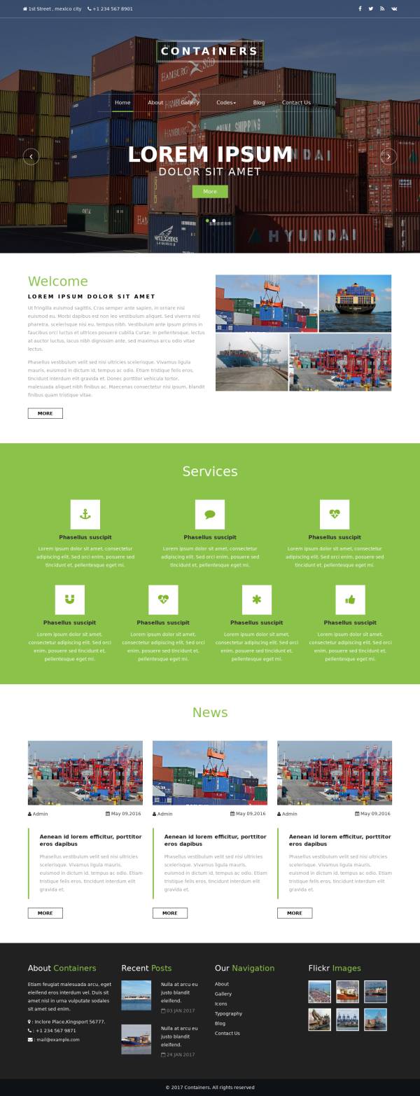 绿色集装箱货运公司网站html模板