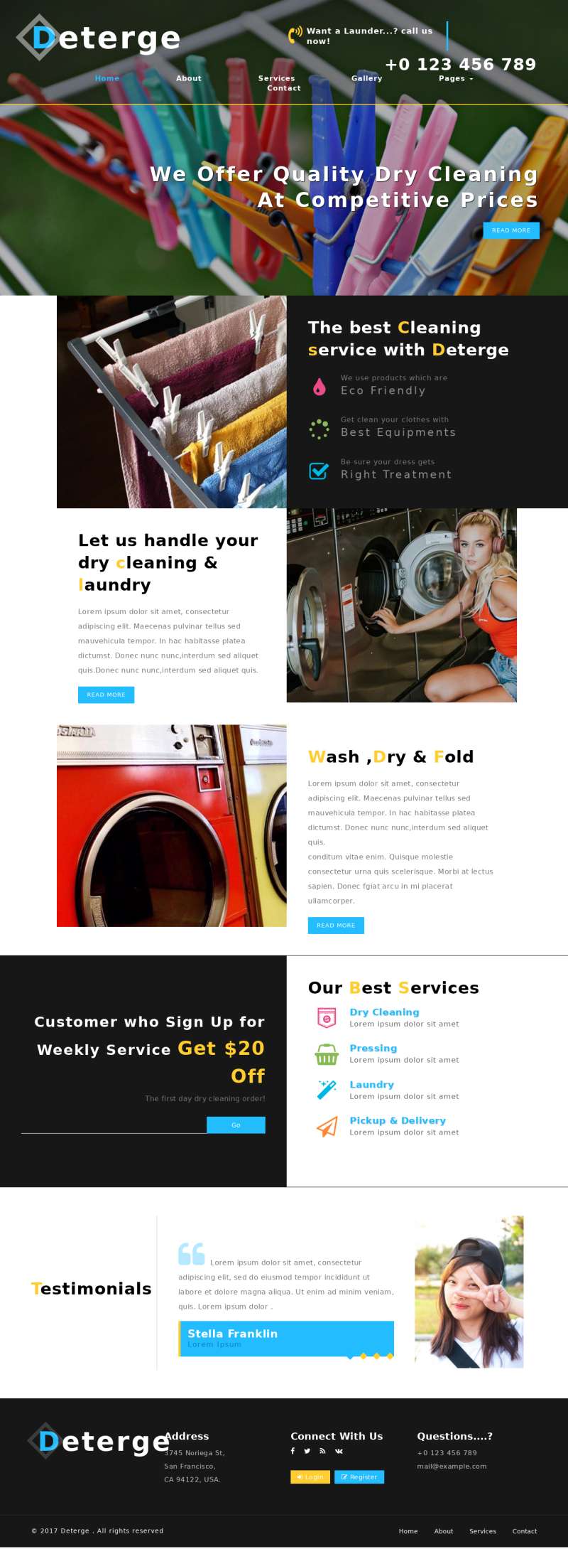洗衣和干洗服务bootstrap响应式网站模板
