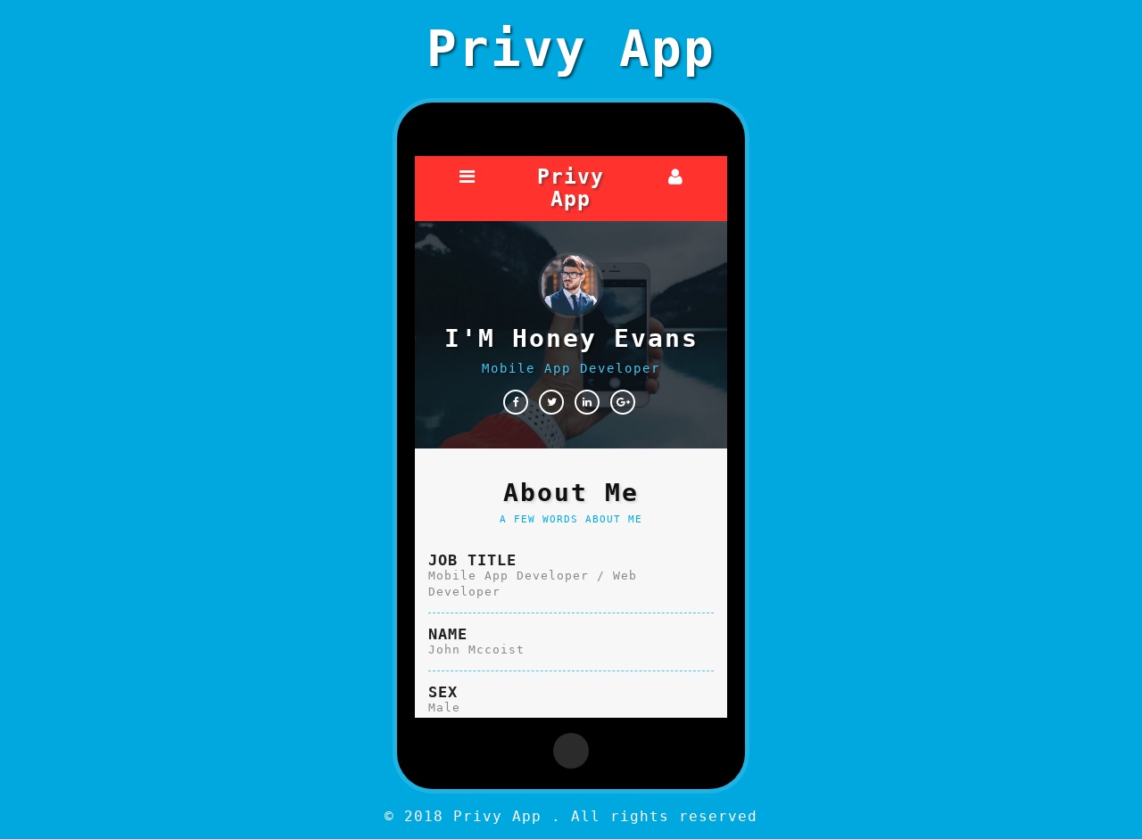 移动端个人信息展示Bootstrap响应式网页模板