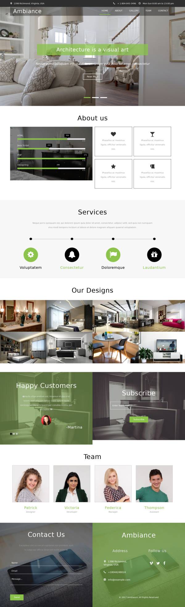 绿色小清新家居设计网站模板