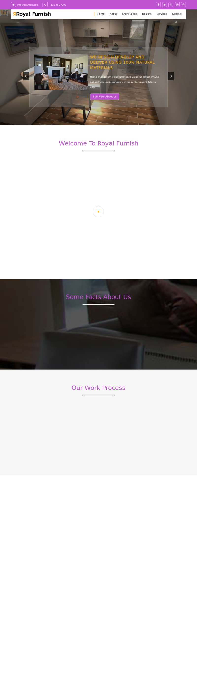 紫色html家具公司展示型网站模板