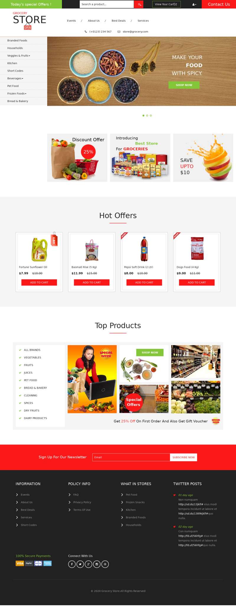 红色简洁超市购物商城html模板