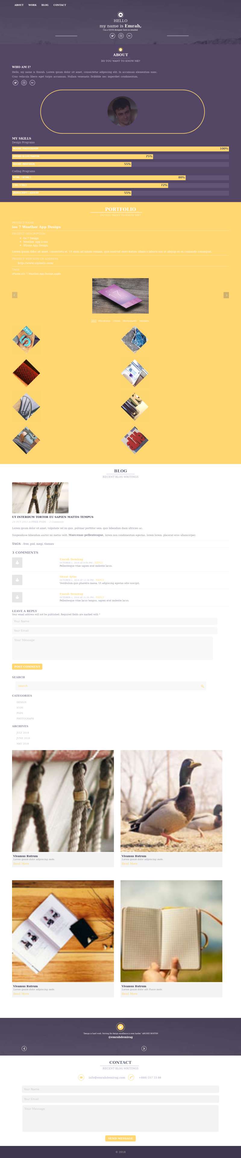 紫色高级个人网站ui设计分端模板