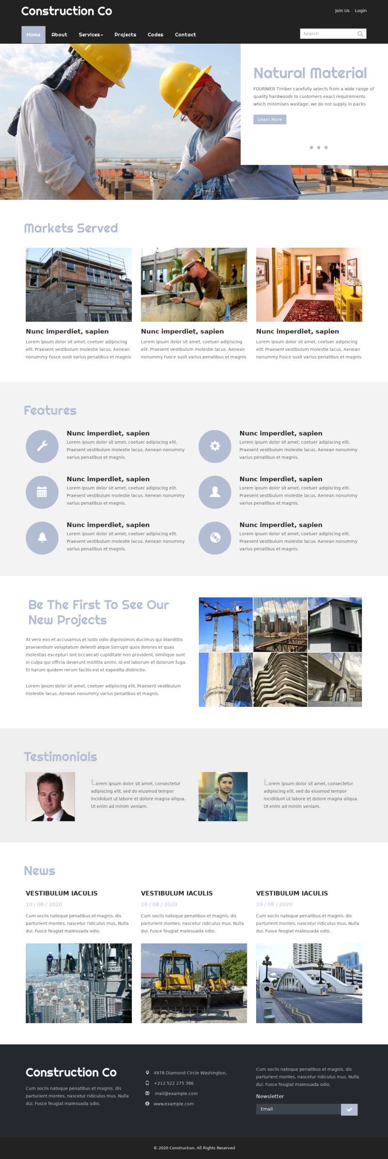 大气宽屏施工建设建筑行业网站html模板