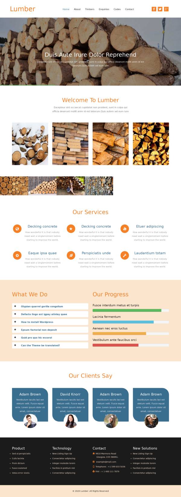 HTML橙色简约木材厂家网站模板
