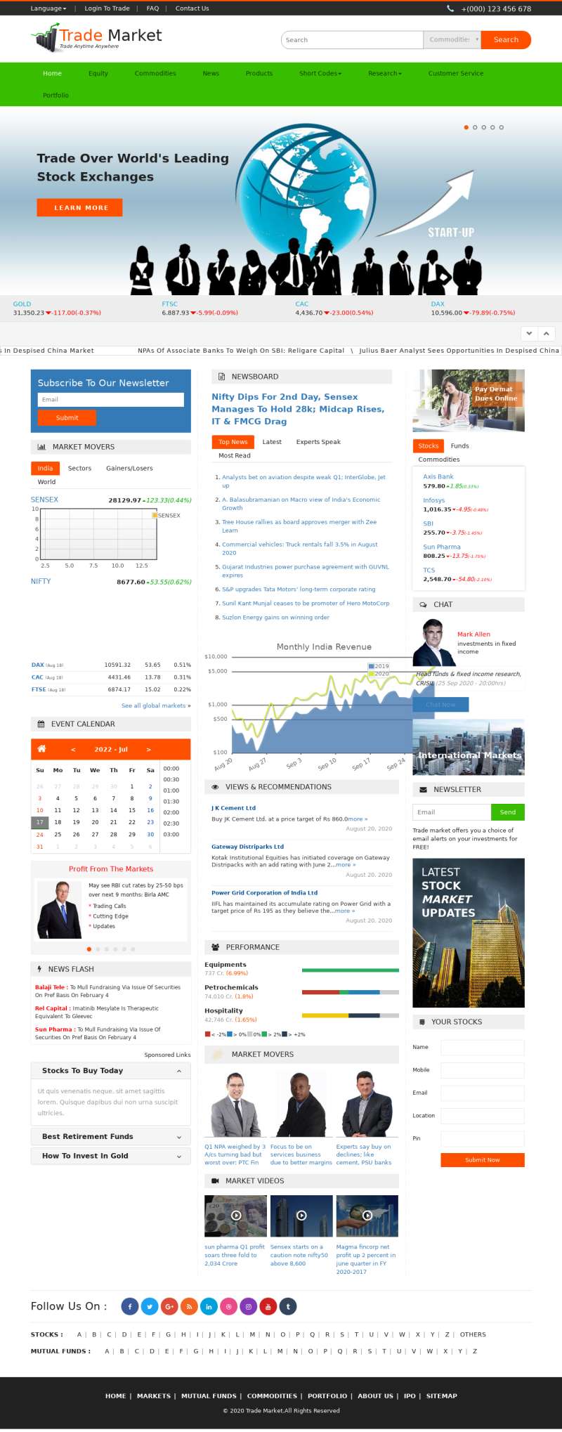 金融财经外汇市场资讯网站html模板