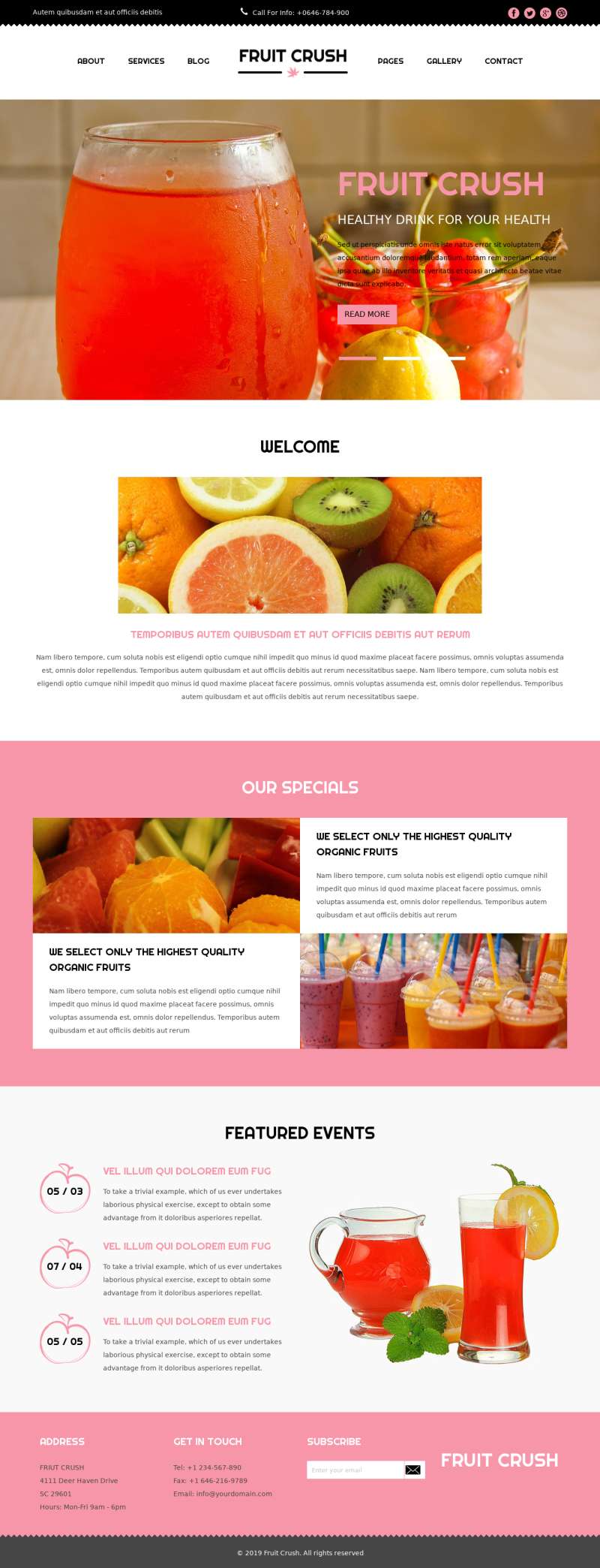 粉色主题html果汁饮品网站模板