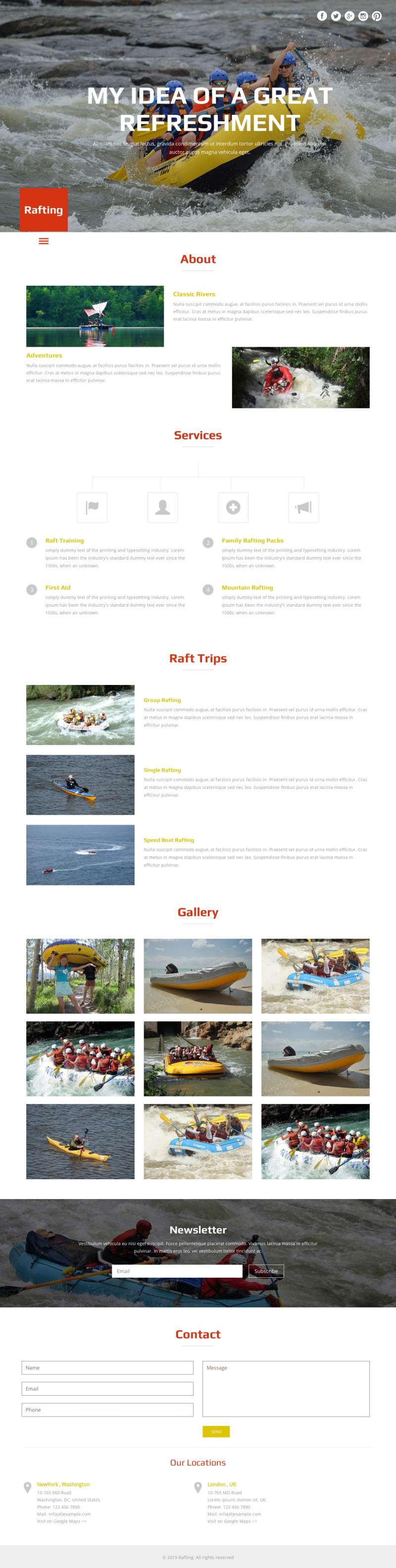 皮划艇漂流运动网站前端模板html下载