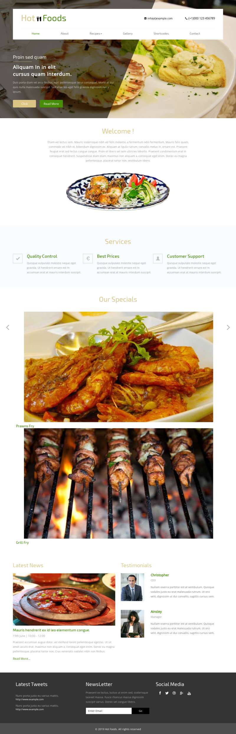 精美简约餐饮美食网站响应式模板