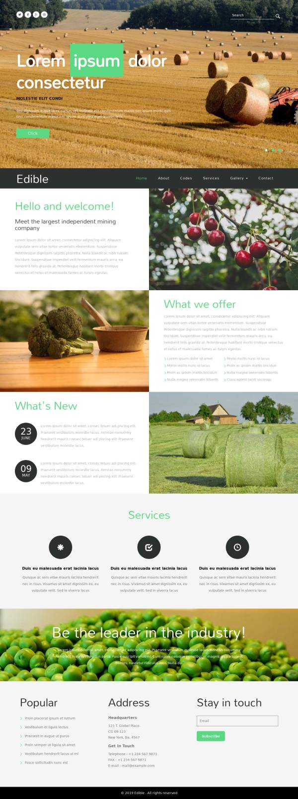 绿色html农业有机蔬果网站模板