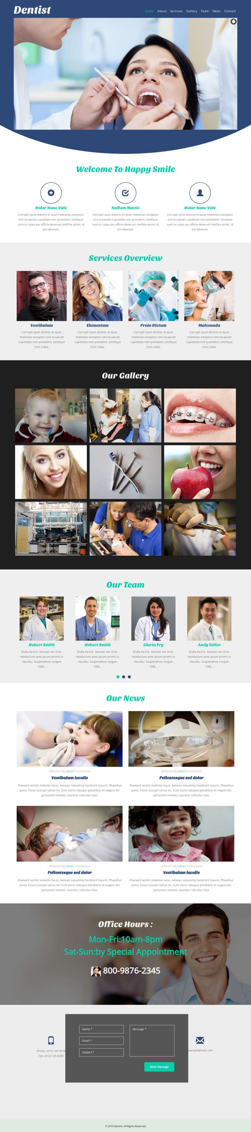 深蓝色牙科诊所网站首页html模板
