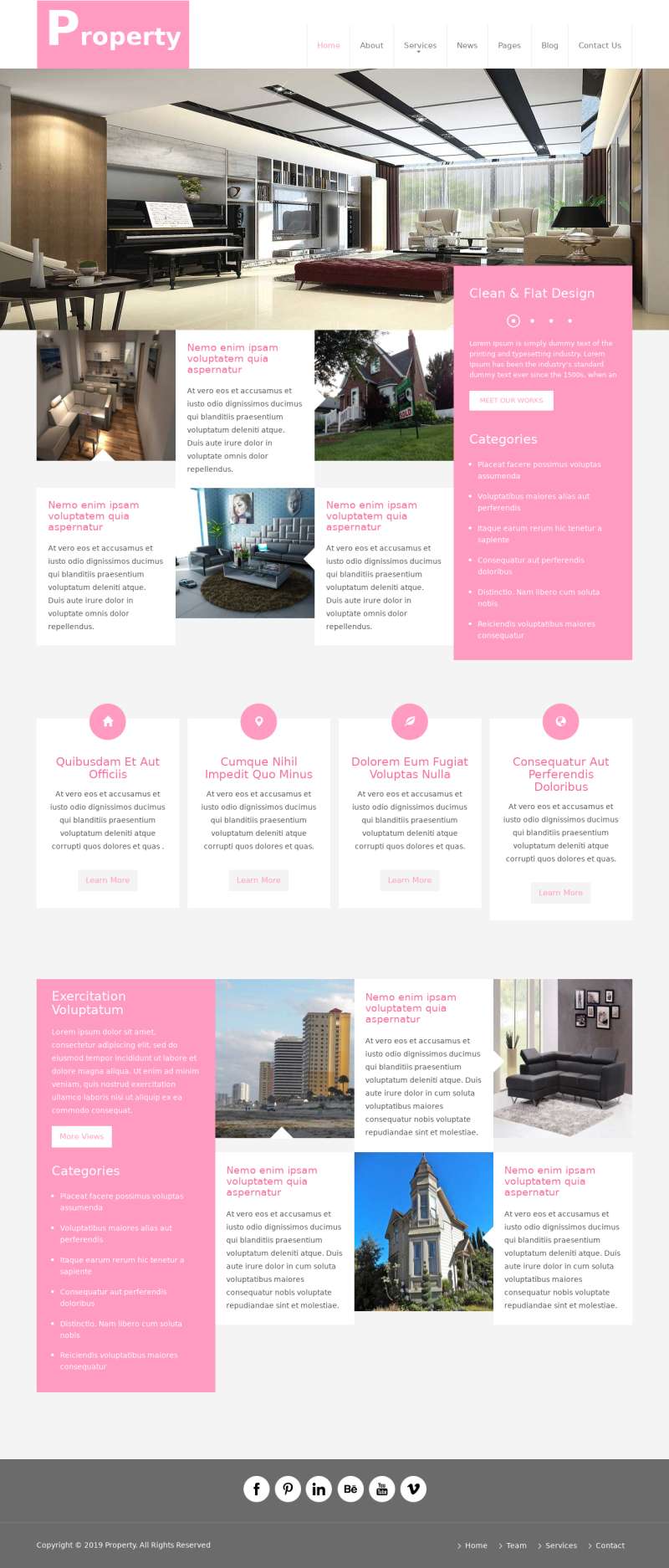 粉色html房地产销售平台网站模板