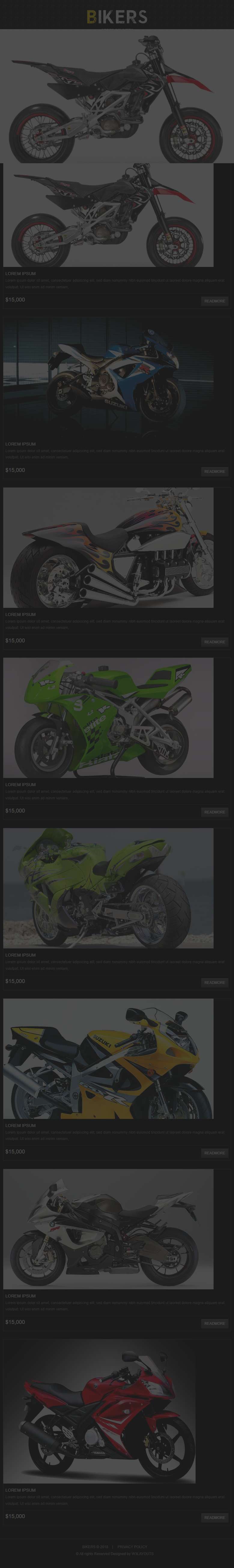 黑色炫酷越野摩托销售平台网站html模板