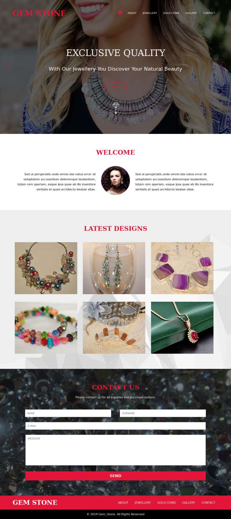 红色html钻石珠宝展示网站模板