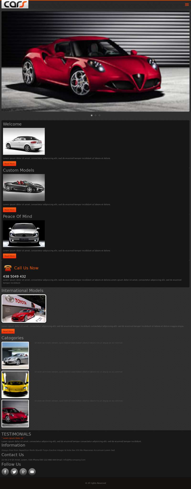 黑色全屏概念车汽车展示网站响应式html模板