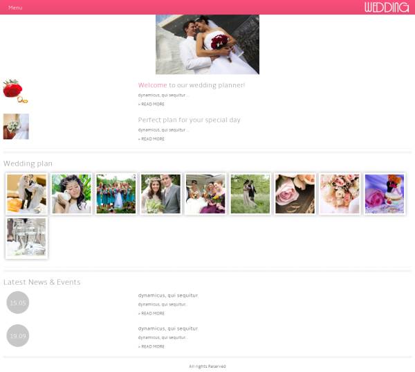 粉色html婚礼策划网站响应式网站模板