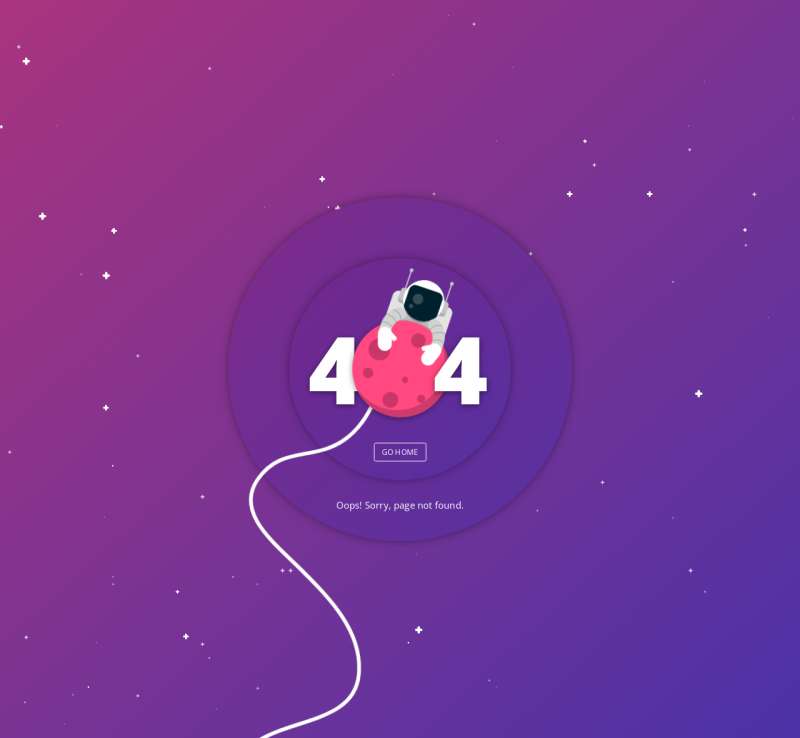 紫色太空背景宇航员动画404页面