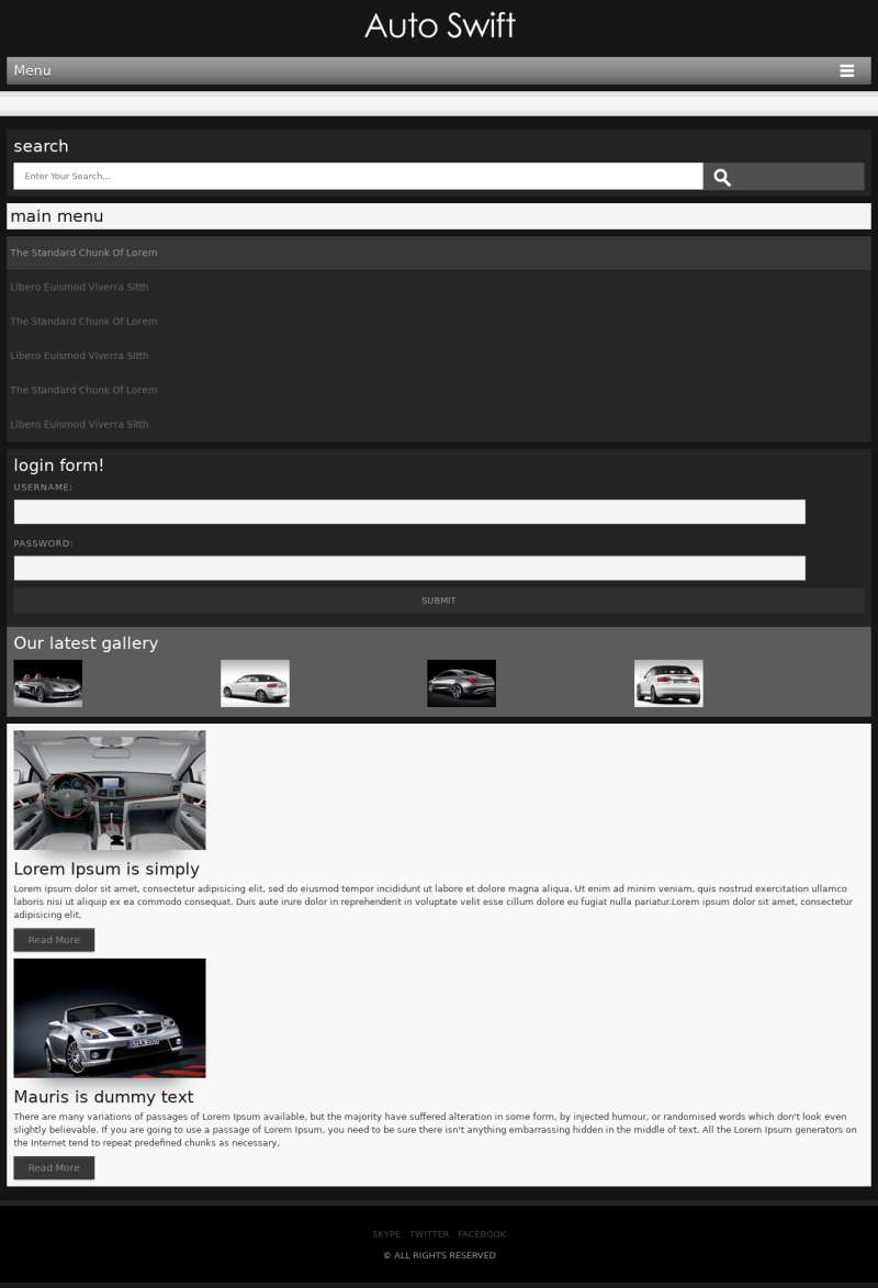 HTML精簡易用黑色汽車主題網站模板