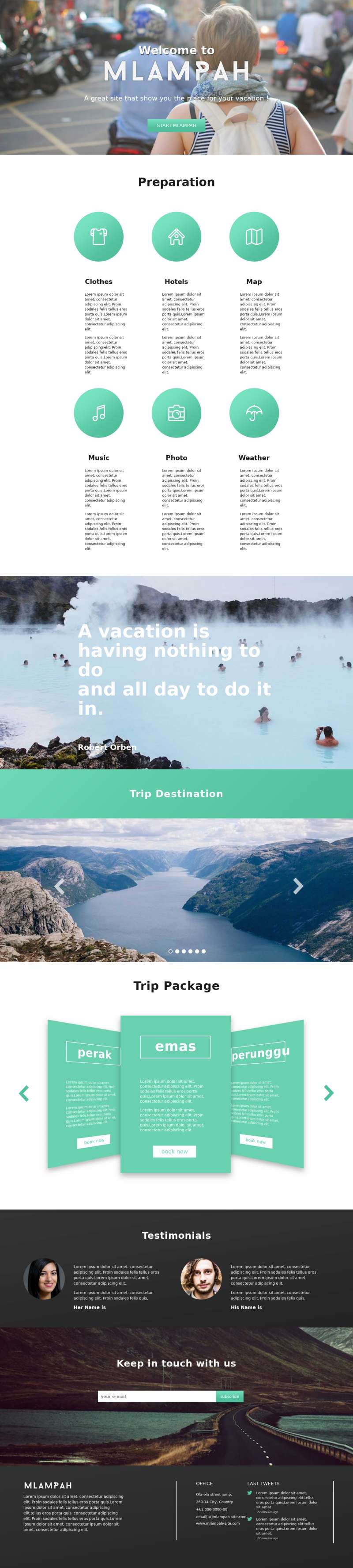 清爽干净的自然景观旅行网站html模板