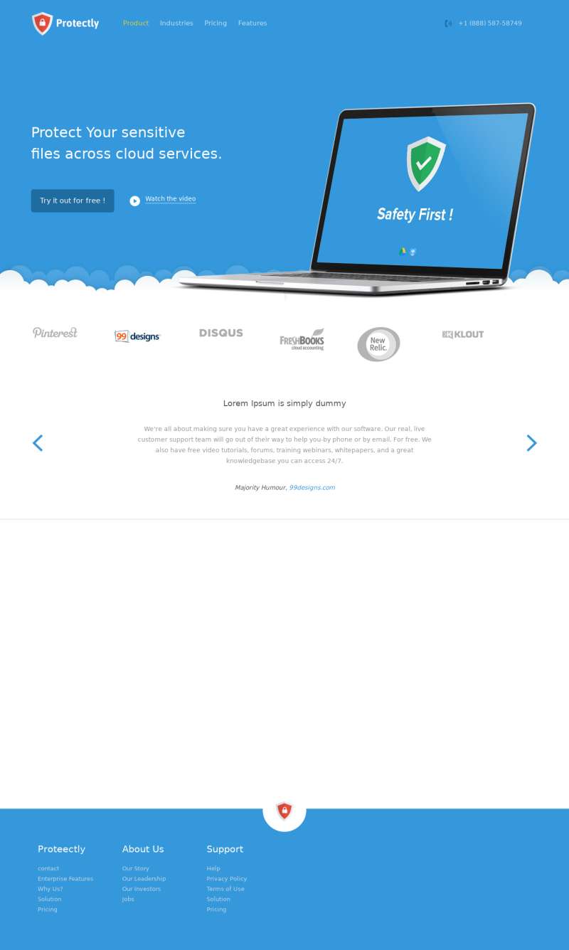 蓝色网络安全产品服务网站模板