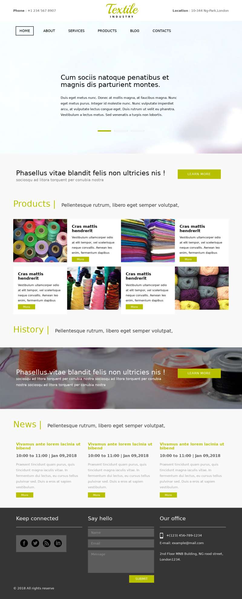简洁的纺织工业企业展示html网站模板