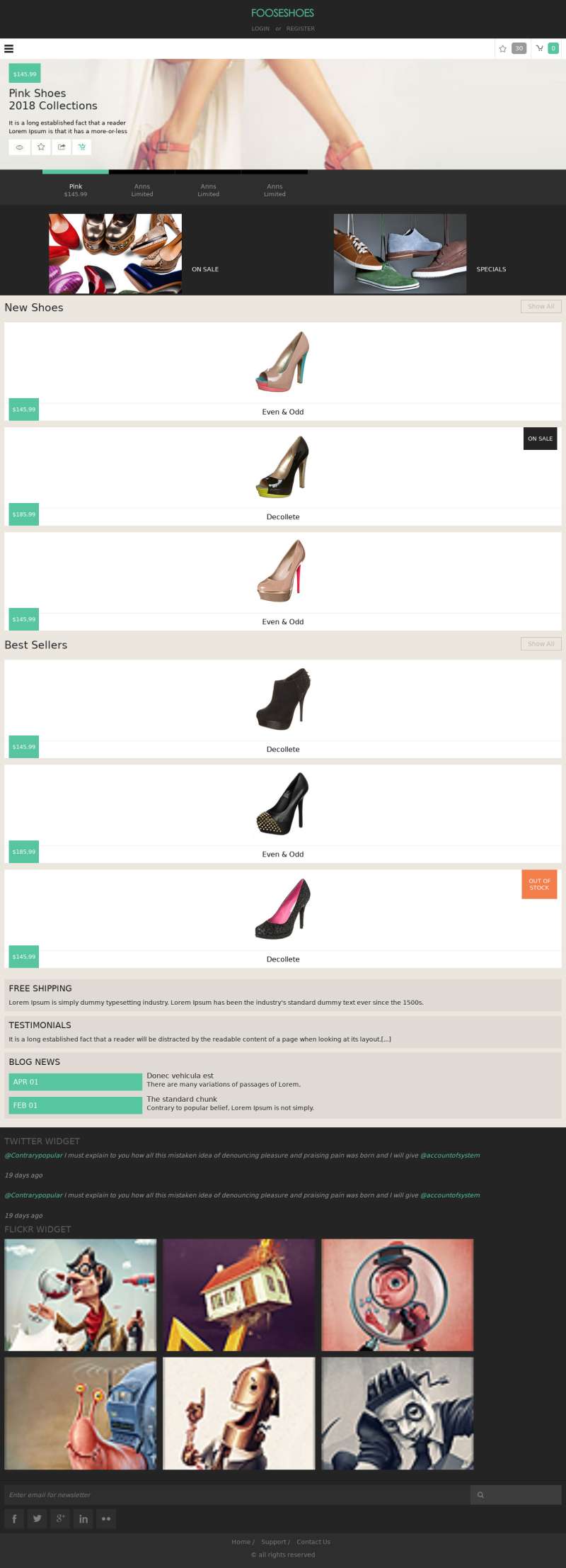 经典大方html女鞋商城网站模板