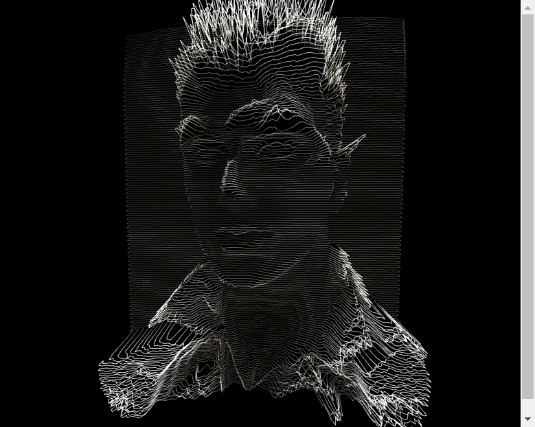 html5 canvas黑白線條3D凹凸人物頭像