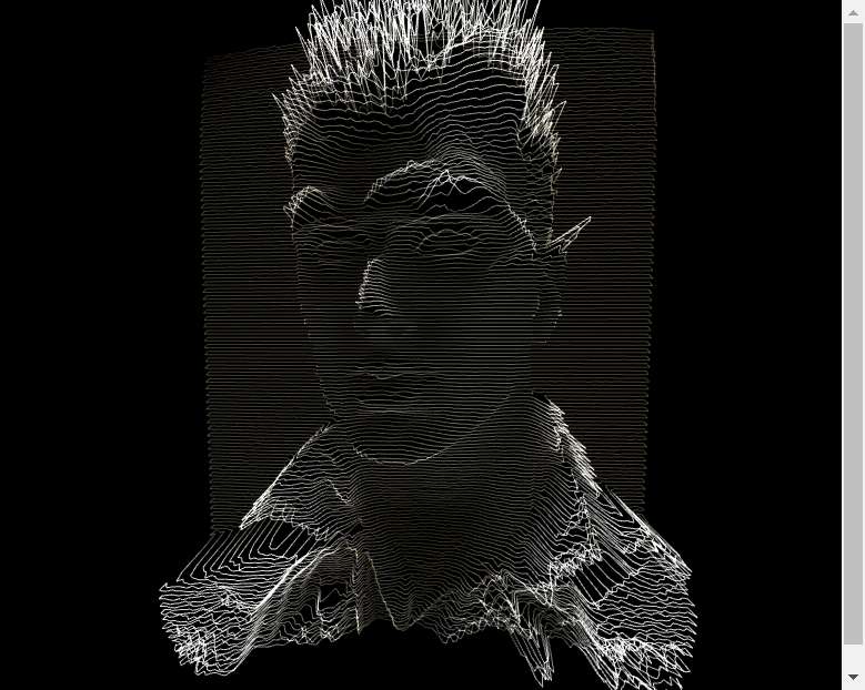 html5 canvas黑白线条3D凹凸人物头像