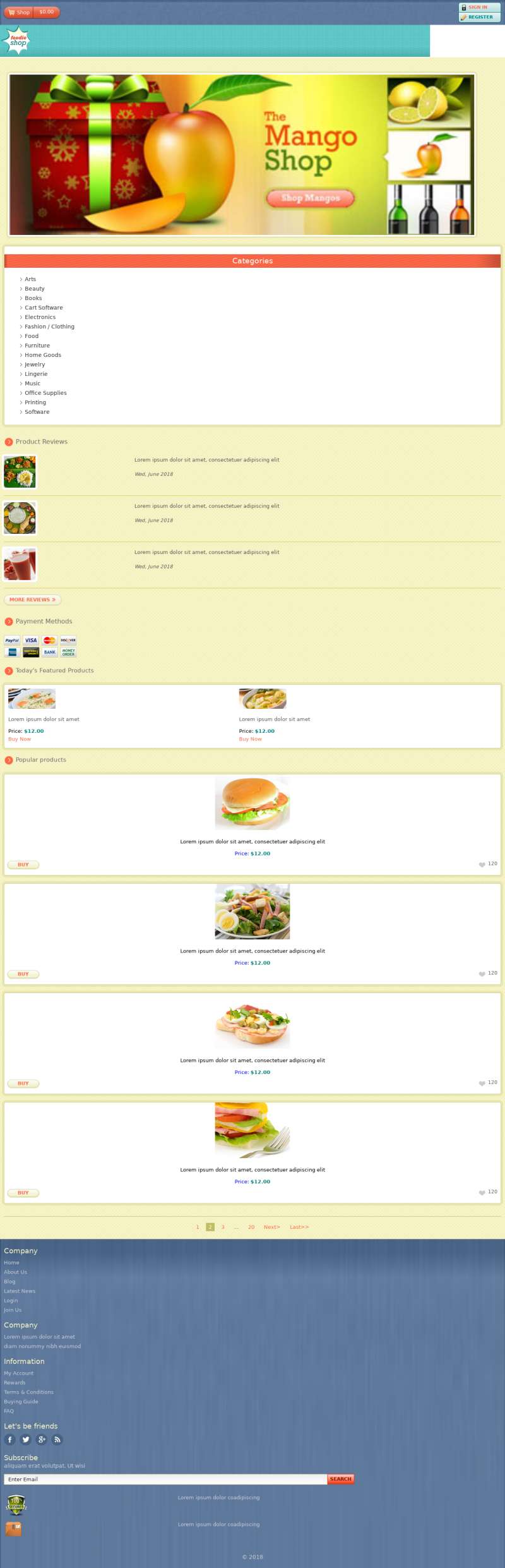淡黃色html餐廳美食菜單展示響應式模板