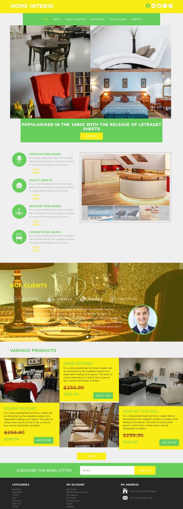 黄绿色创意家居设计网站模板html