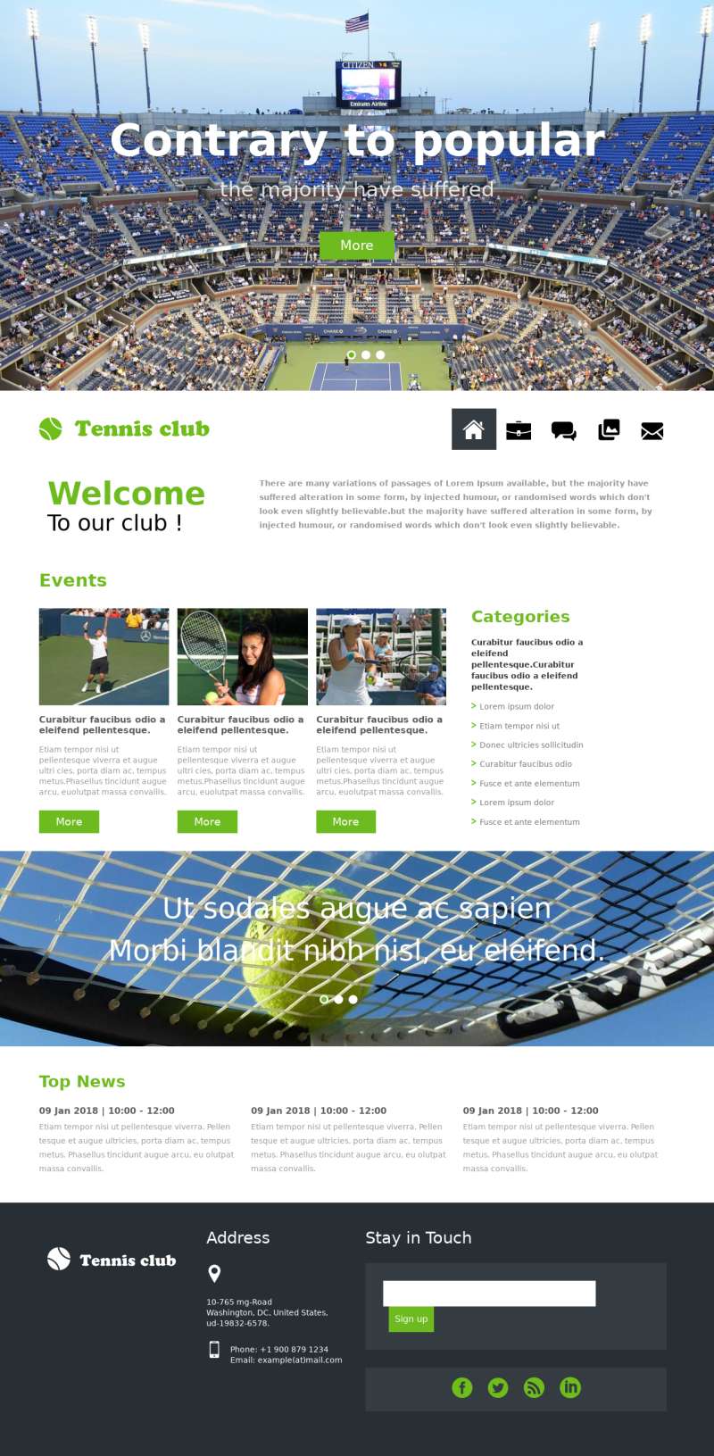 网球运动俱乐部html网站模板