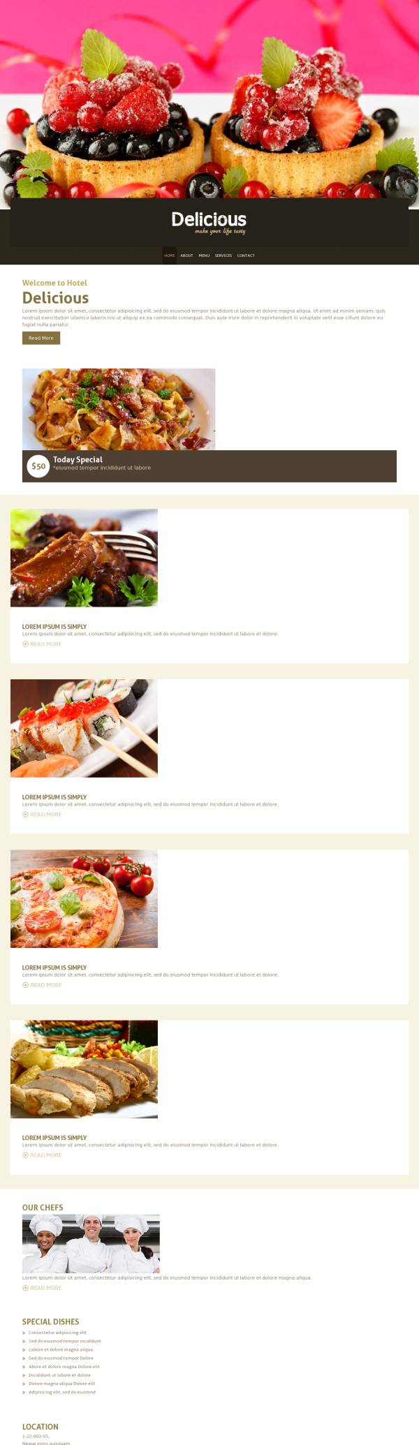 精致的美食餐厅餐饮行业网站模板