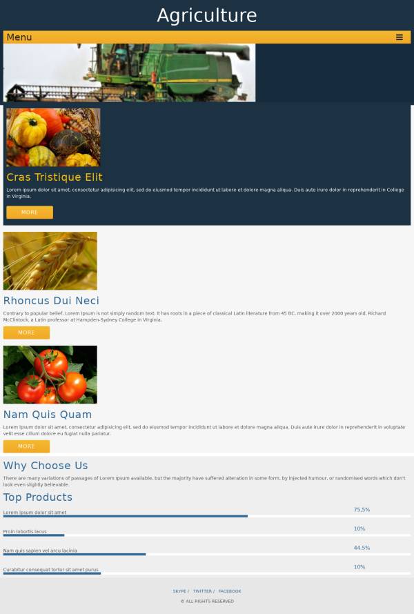 深蓝色简约html农业农产品网站模板