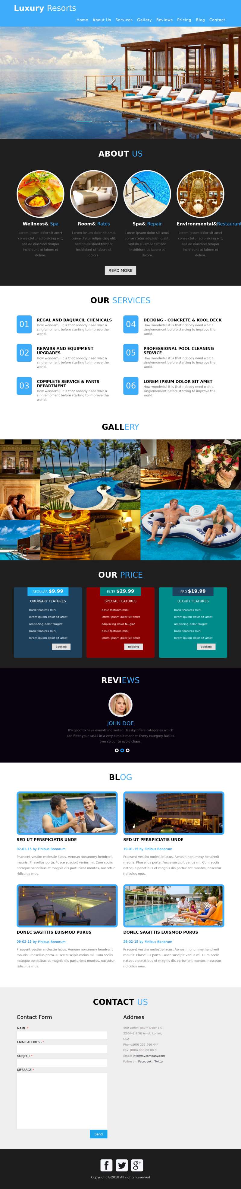 HTML全屏旅行度假酒店网站模板