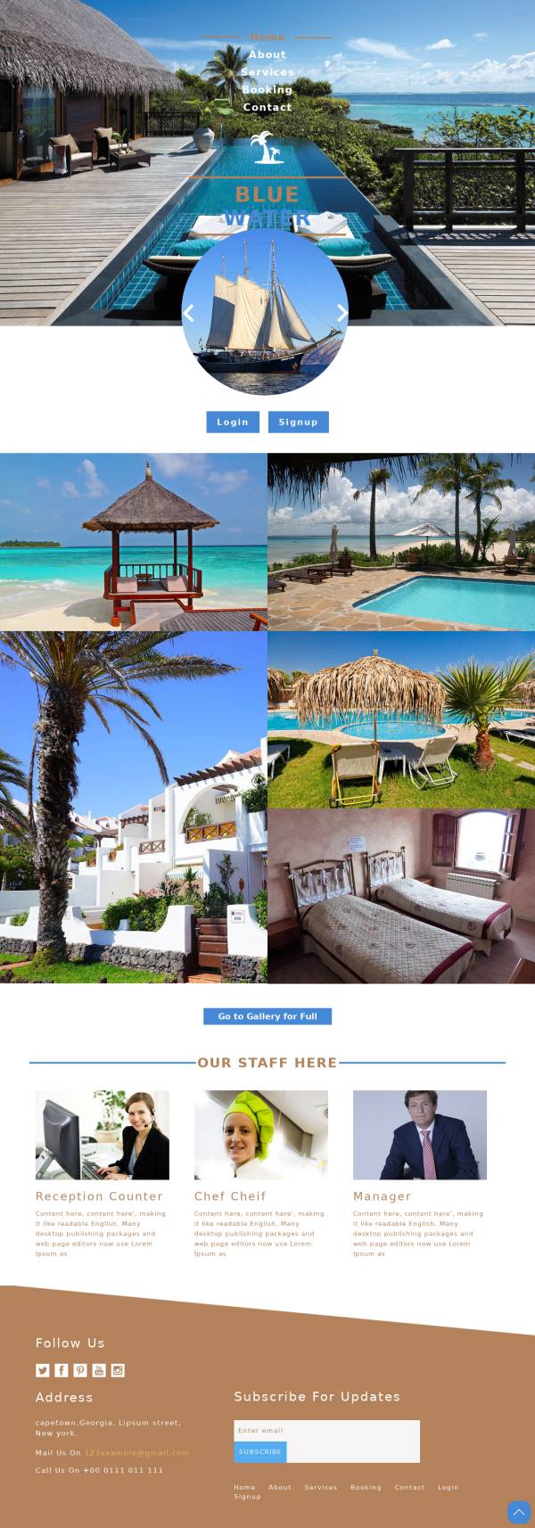 HTML5蓝色海景度假酒店网站模板