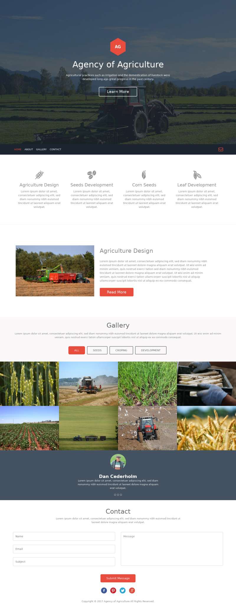 HTML机械化农业生产网站单页模板