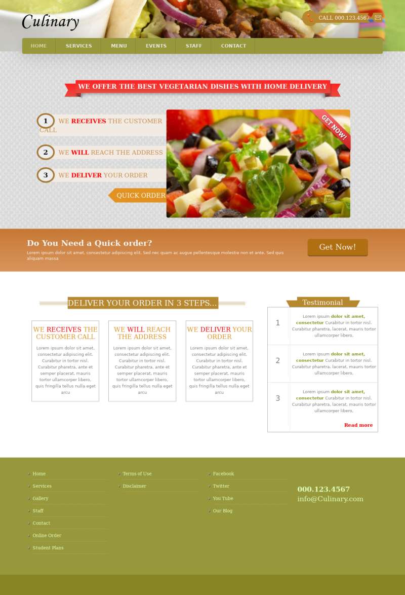明亮的bootstrap美食餐厅展示网站模板
