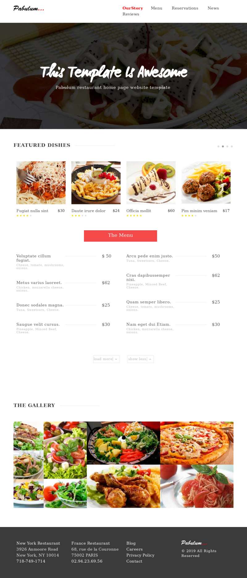 餐飲行業餐廳菜單服務展示網站html模板