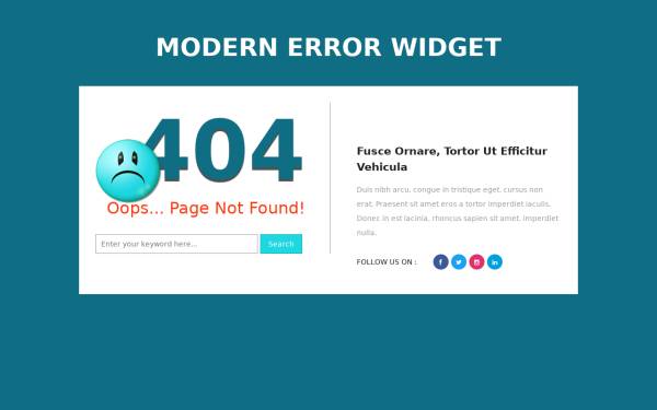 蓝色卡通哭脸404错误页面模板