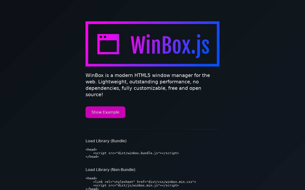 輕量級(jí)html5 WinBox頁面彈窗插件