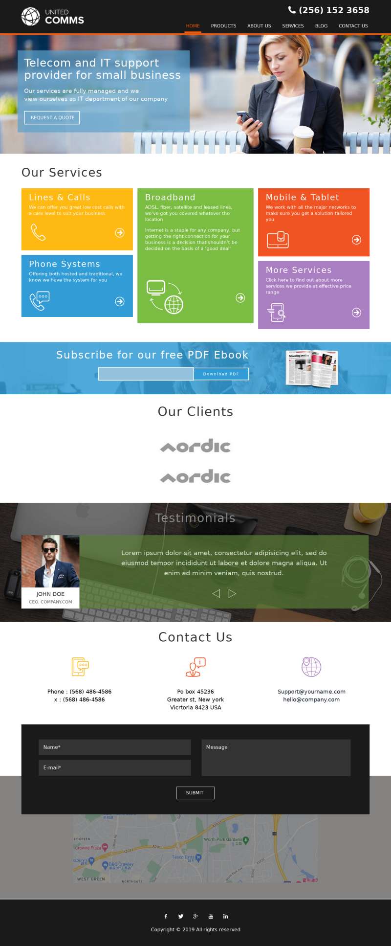 HTML电信通讯服务商企业网站模板