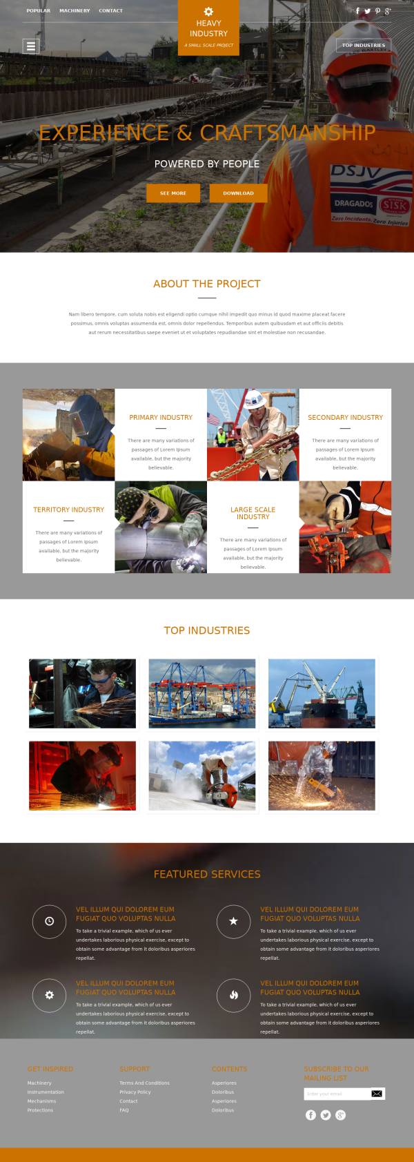 HTML5橙色钢铁建材企业公司网站模板