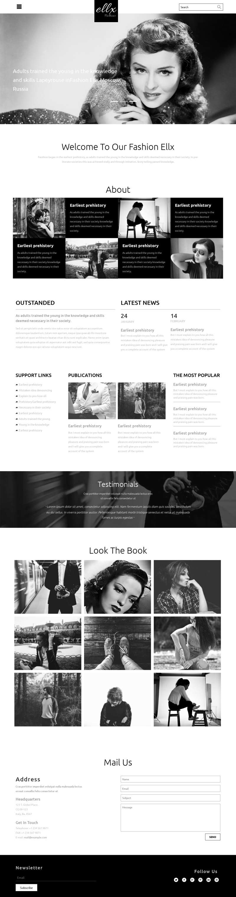 黑白极简风时尚服装设计网站模板