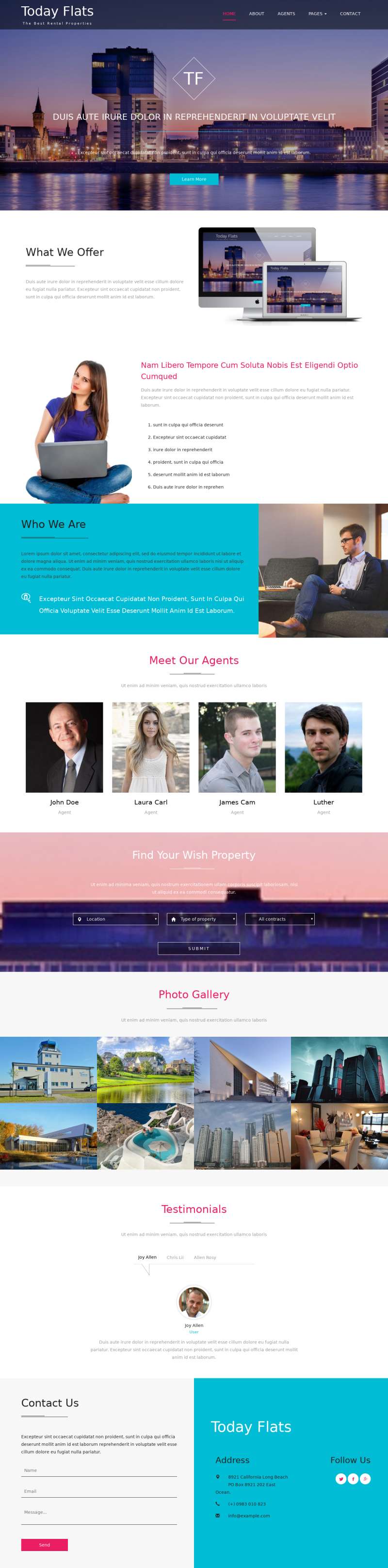 大气宽屏HTML公寓房地产网站单页模板