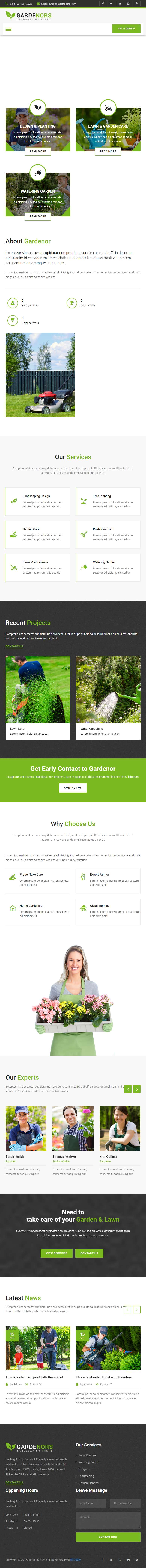 绿色简约园林绿化养护服务html5模板，绿色html模板